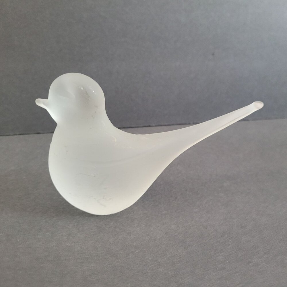 Frosted Glass Bird Figurine 5" Long Collectible Decoration Minimalist Art Piece